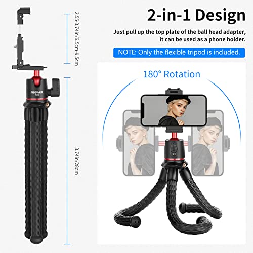 Image of NEEWER TP34 Camera Tripod w Remote, Mini Flexible Vlog Phone Tripod Stand | With Action Camera Mount Adapter, Hidden Phone Holder, Cold Shoe, Compatible with iPhone Hero13 12 11 10 9, Max Load 4.4lb