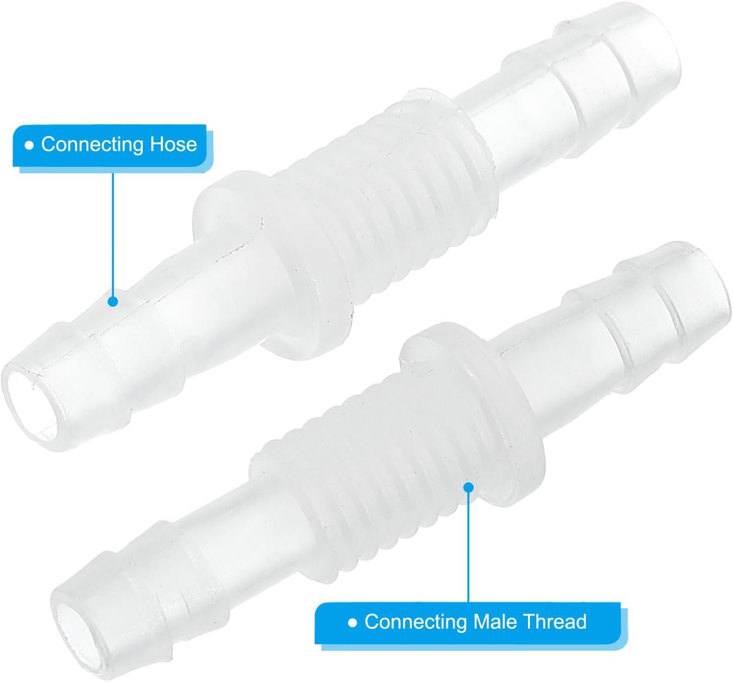 PATIKIL 1/4" Hose ID Barb Thru-Bulk Bulkhead Fittings, 10 Pack Union Plastic Adapter Fittings with M10 Nuts Silicone Washers for Aquarium Water Fuel Air