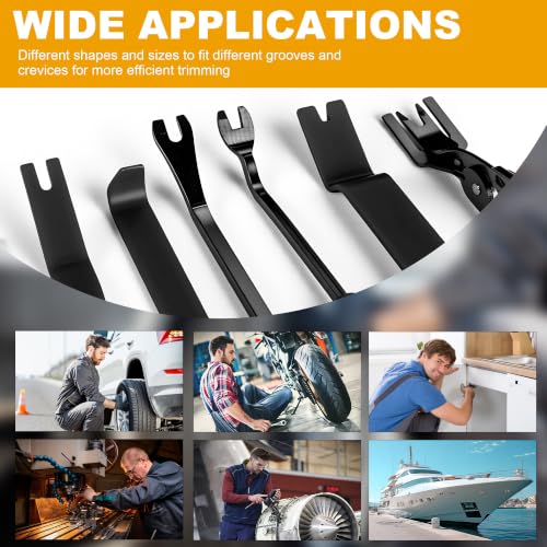 Image of 8 Pcs Auto Trim Removal Tool Kit with Non-Scratch Plastic Pry Tool and Fastener Clip Pliers,Door Panel Removal Tool for Car Interior - Fastener, Clip, Door Panel, Molding, and Dashboard Black
