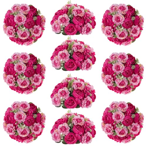 Inweder Flower Centerpieces for Wedding Tables: Hot Pink Set of 10