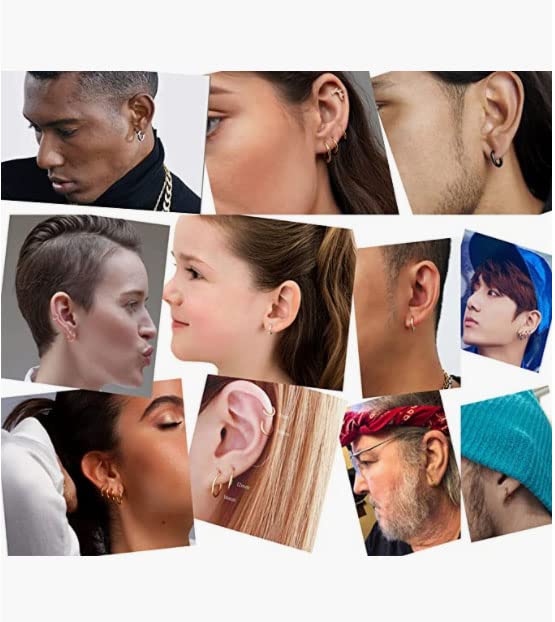 Miniatura 3 de Small Unisex Cartilage Hoop Earrings,316L Surgical Stainess Steel Huggie Hoop Earrings for Helix Lobes Hinged Sleeper Earrings for Men