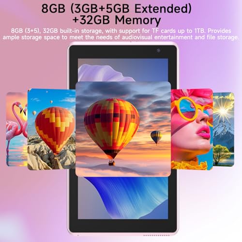 Image of BYANDBY Tablet 7 inch Android 15.0 Tablet, 8GB+32GB ROM (1TB Expand), Quad-Core, WiFi, GMS, Dual Camera, Educational, Games(Pink