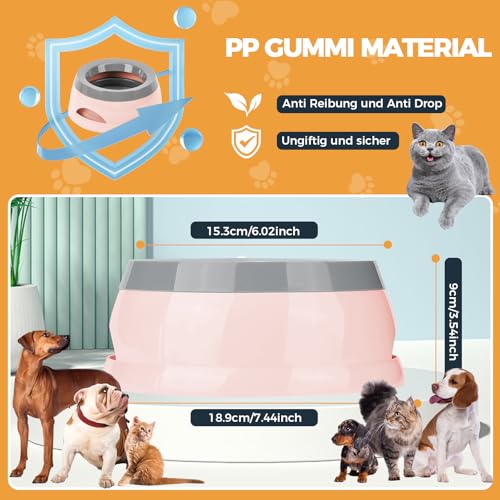 Wassernapf für Hunde Unterwegs 750ml, Qianyou Auslaufsicher Spritzschutz Fressnapf Hundenäpfe Katzenapf Haustier rutschfest Auto Reise Trinknapf Plastik Abnehmbar Tragbar Wasserschüssel Rosa