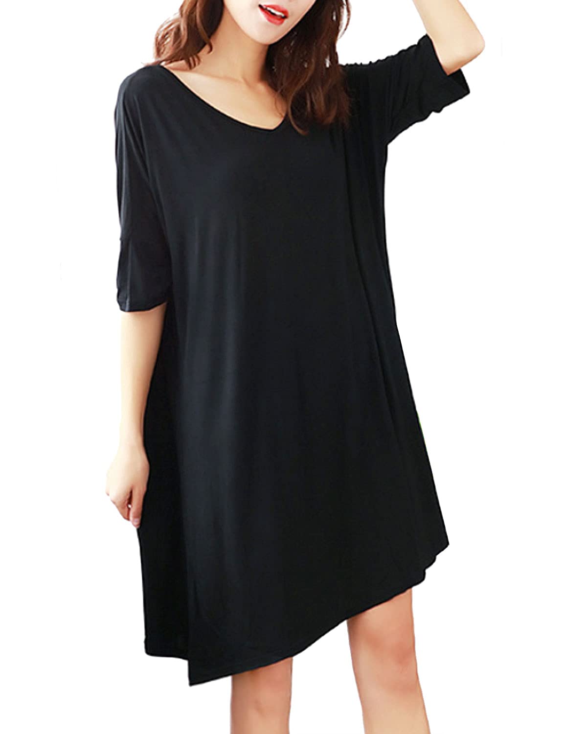[SUN KAKU] 11カラー Tシャツワンピース 夏 気持ちいい肌触り 冷感 ゆるT マタニティ 体型カバー 春 レディース 半袖 大きいサイズ ルームウェア 部屋着 M~XL