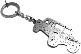 Stainless Steel Keychain suitable for Hummer H1 1992-2006 enthusiasts Laser Cut Key Chain with Ring Car Body Profile Design 3D Keychain