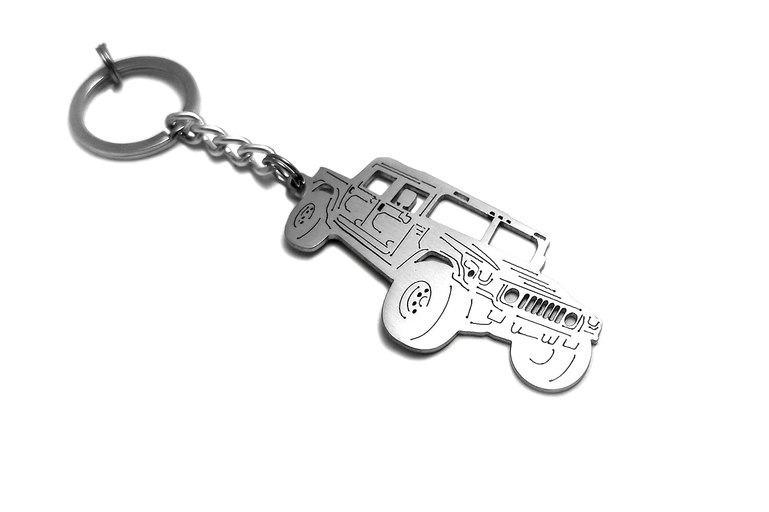 Stainless Steel Keychain suitable for Hummer H1 1992-2006 enthusiasts Laser Cut Key Chain with Ring Car Body Profile Design 3D Keychain