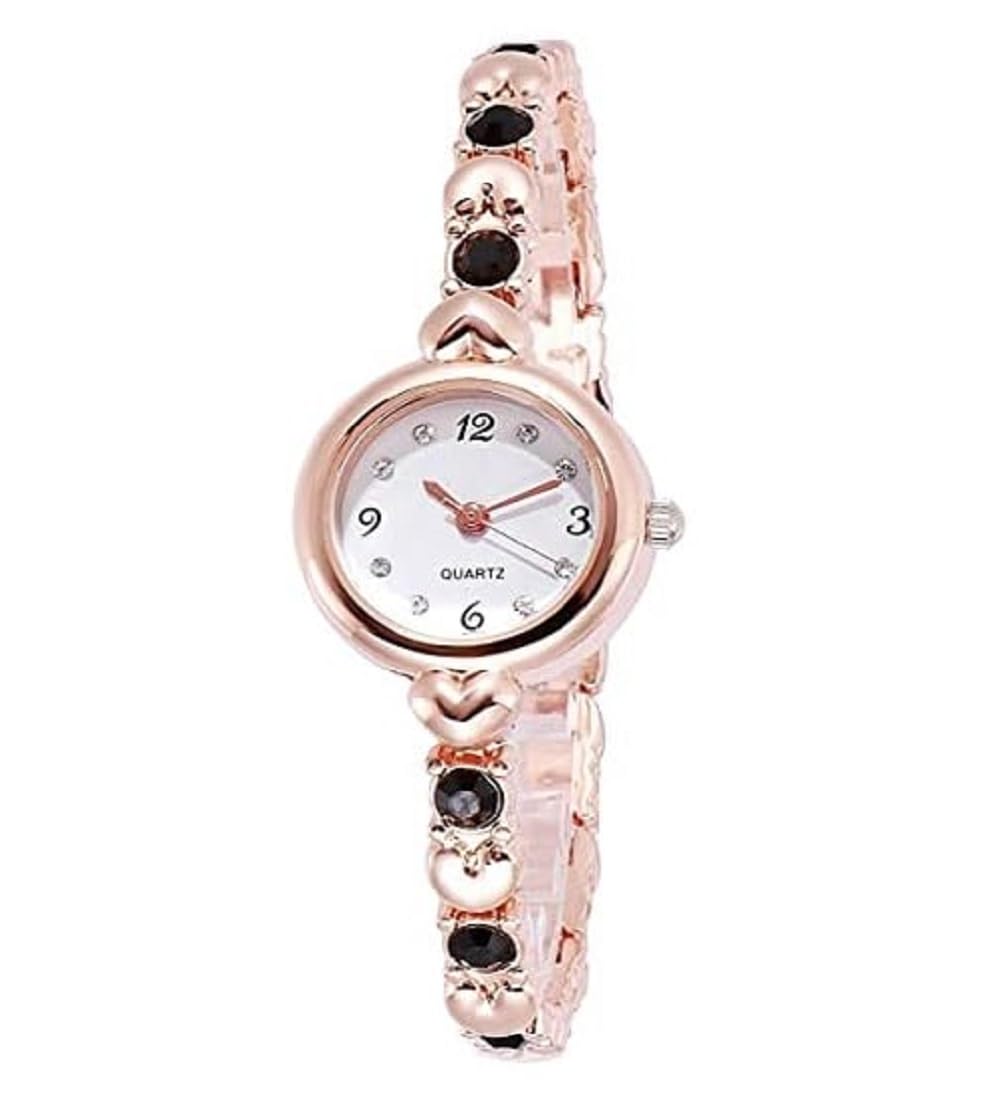 KIRBAND LIVING Girls Analog Watch Silver Heart Bracelet | Elegant Quartz Wrist Watch for Women, Teens & Kids, Crystal Studded Fashion Jewelry Watch