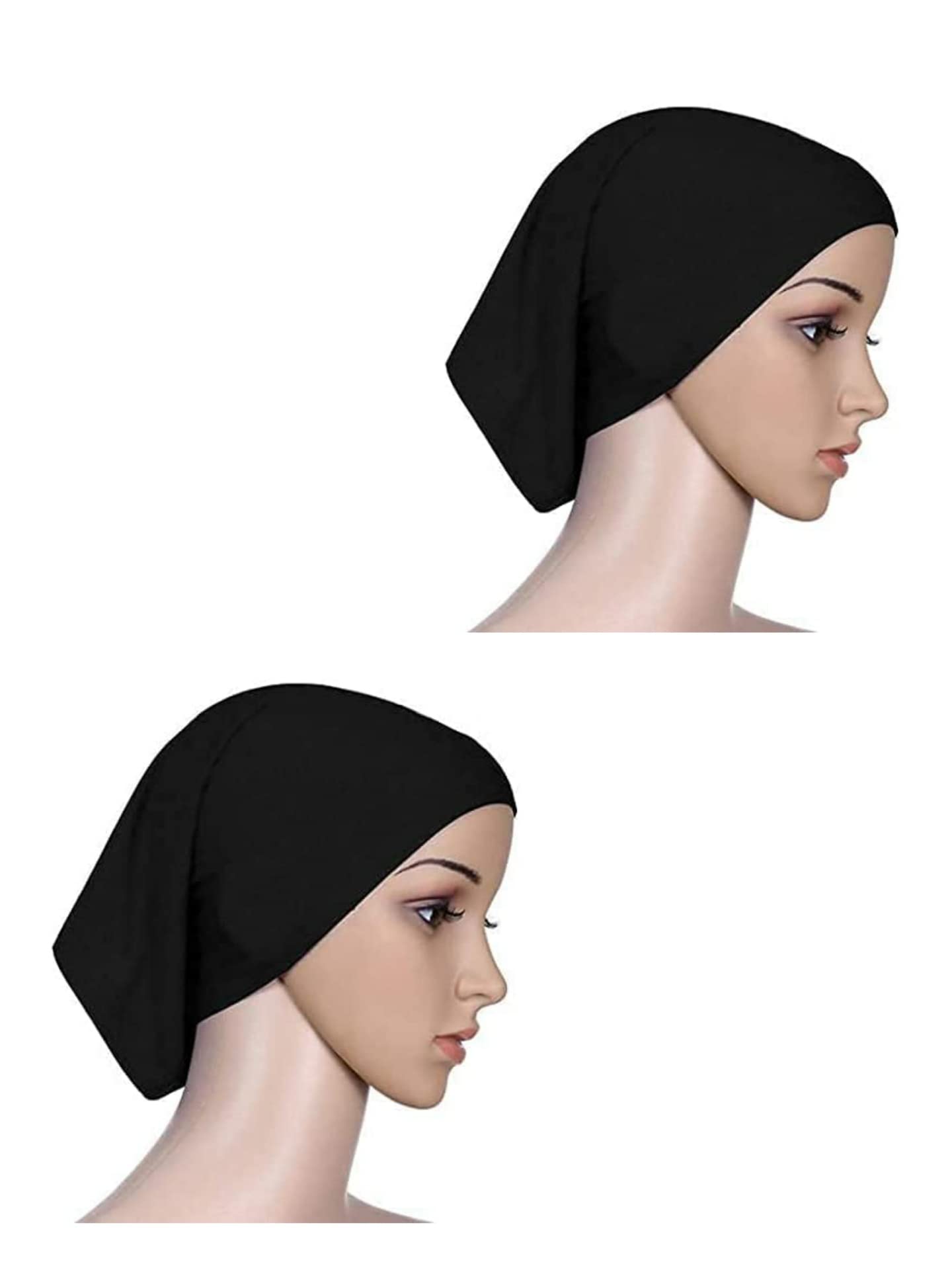 2PCS Women's Hijab Cap Under scarf Stretchable Cotton Head Scarf Bonnet Cap Head Wear 2Pcs