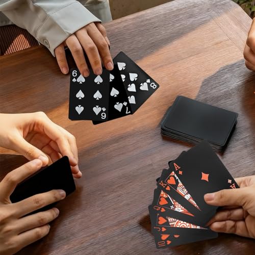 Pokerkarten Schwarz - 1 Deck Spielkarten,Coole Plastikspielkarten,wasserdichte Spielkarten,Kartenspiel,Ideal für Poker,Blackjack,Skat & Mehr,Pokerkarten für das Geschenkpartyspiel (Rot) – Bild 7