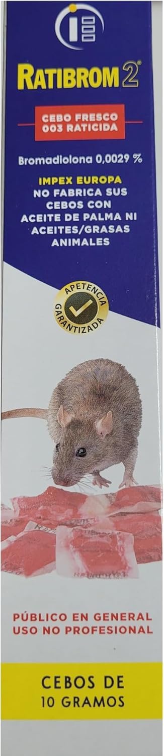 Peyca Ratibrom 2 Cebo Fresco Rojo 150gr - Impex. Raticida para Ratas y Ratones. Resistente al Calor y la Humedad. Eficaz con Solo una Ingesta. Listo para Usar. (6, Rojo)