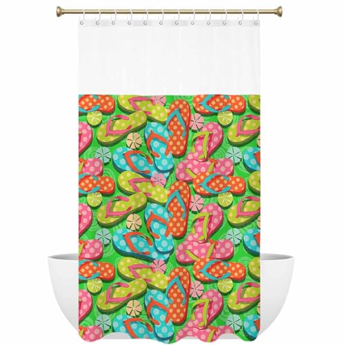 GousSanct Shower Curtain with See Through Mesh Top Window,Summer Swimming