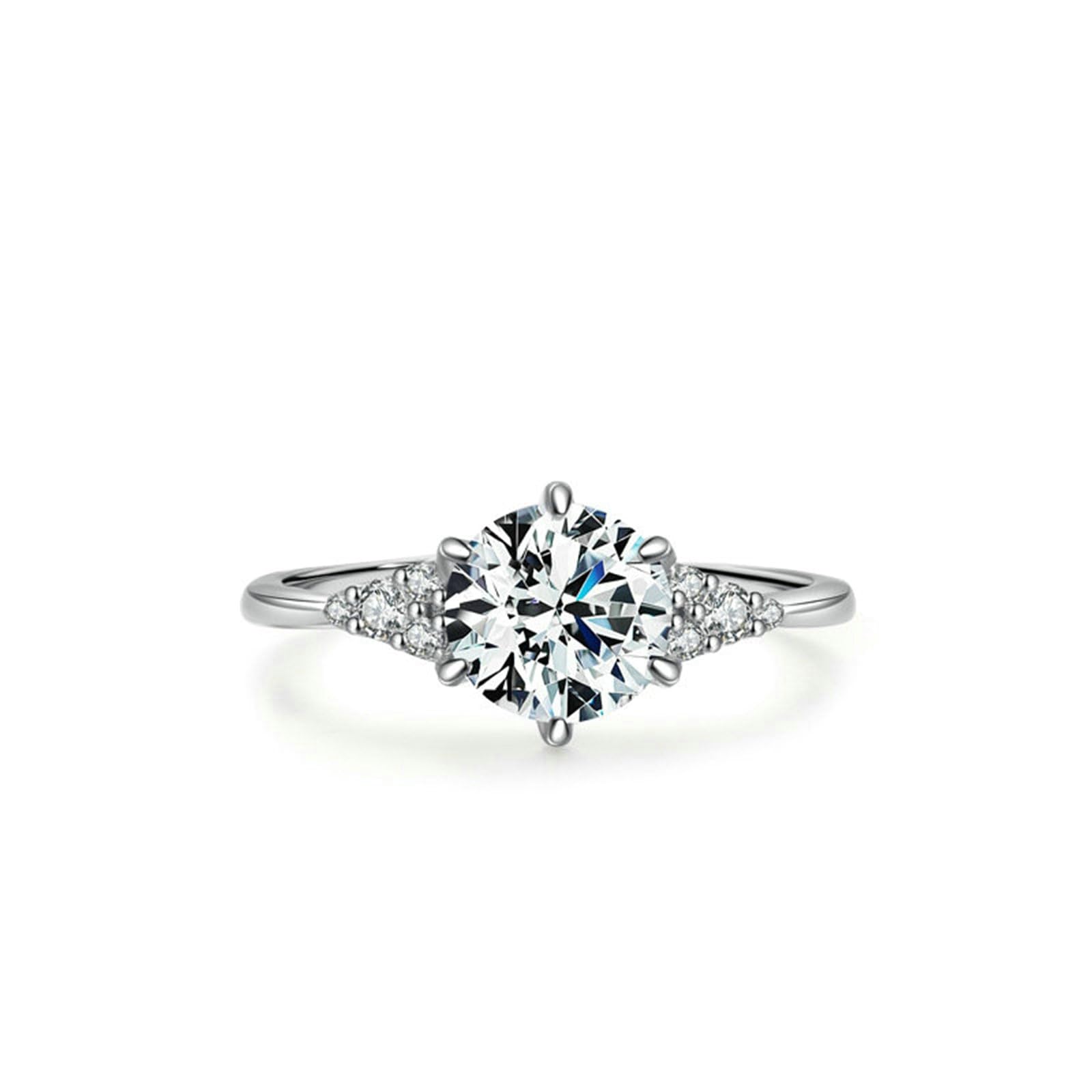 Anillo de oro blanco Moissanite 1ct, anillo de boda elegante de oro auténtico para mujer