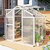 6 x 6 ft greenhouse for outdoors polycarbonate garden backyard greenhouse with adjustable roof vent aluminum large walk in greenhouse silver  urban country home decor