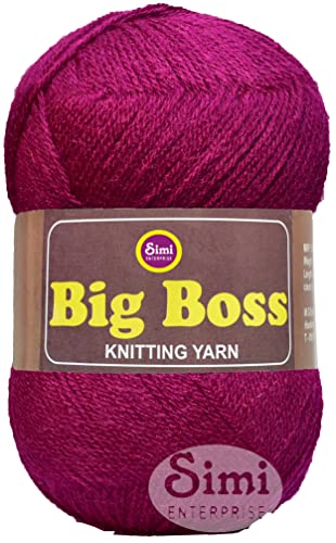 Image of Big Ball Deep Magenta (600 gm) Wool Ball Hand Knitting Wool /Art Craft Soft Fingering Crochet Hook Yarn, Needle Knitting Yarn Thread dyeX X YEB