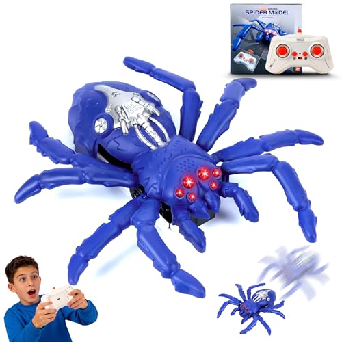 Wall Climbing Spider Remote Control Toy, RC Creepy Crawly Spider with LED Red Eyes, Climbs Walls & Ceilings, Fast Moving Prank Toy for Kids 3+, Indoor Halloween Christmas Birthday Gift (Purple)
