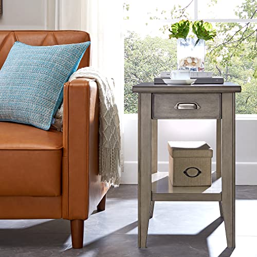 Image of Leick Home Laurent End Table, 16 inch, Smoke Gray