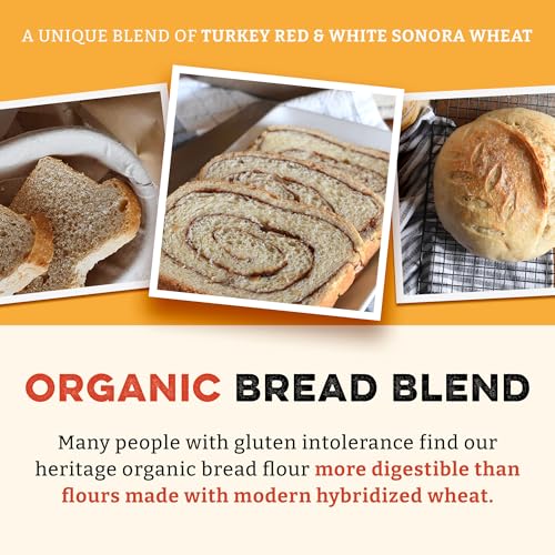 Image of Sunrise Flour Mill Heritage Organic Bread Flour Blend - 25 lbs | Organic Unbleached Bread Flour Easy to Digest with Less Bloating | High Protein, Superior Baking | Smooth, Nutty Flavor