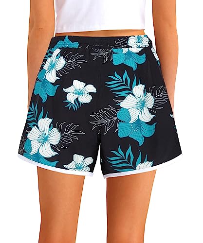 APTRO Damen Badeshorts Strandshorts Boardshorts Badehose Wassersport UV Schutz Sommer Sport Shorts Blumen WS253 XL 3