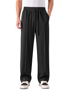 TYSORT Men’s Relaxed Track Pants for Gym Workout Running Casual Wear Sports Lower with Pockets Adjustable Drawstring Waist Lightweight Quick Dry Activewear Fitness Black