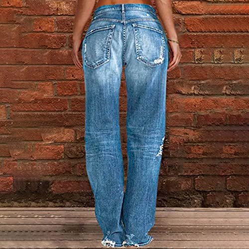 Womens High Waisted Vintage Ripped Flare Wide Leg Jeans Relaxed Fit Distressed Classic Bell Bottom Boyfriends Jeans3