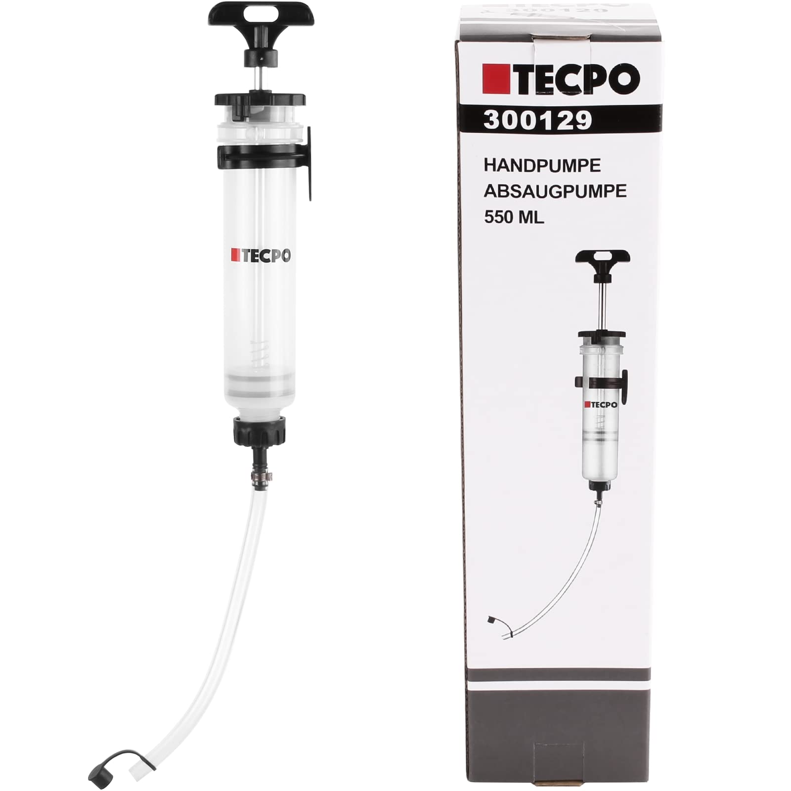 TECPO Absaugpumpe Handpumpe – 550 ml, transparent, mit 100-ml-Schritte