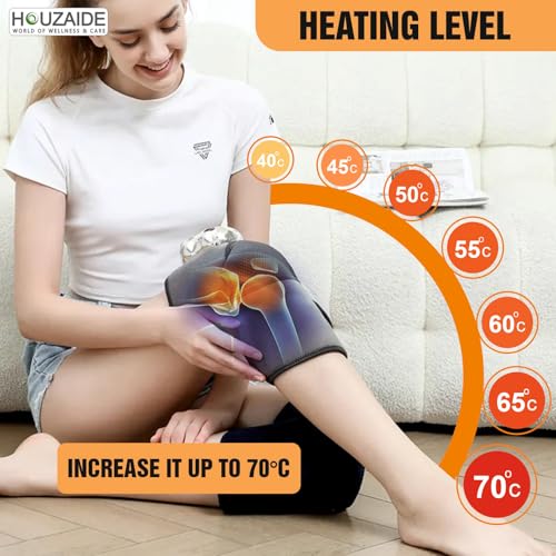 Image of HOUZAIDE Knee Massager for Joint Pain Relief, Advanced 7-Level Heating, 3 Level Air Compression & 3 Modes Vibration, Knee Pain Relief Enhanced Recovery for Knees & Joints with Orthozen Roll-on | Raksha Bandhan Gift Option