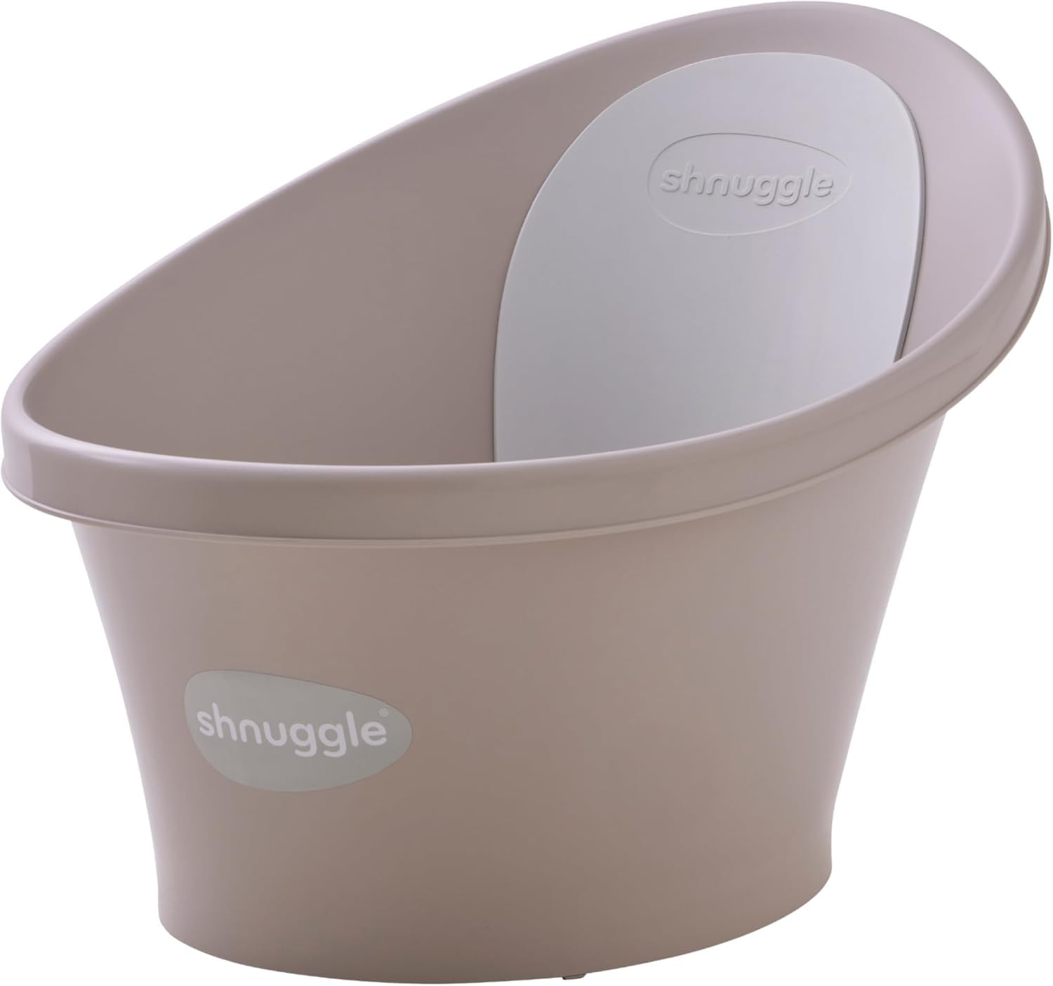 Shnuggle Newborn Baby Bath | Built in Support Bump and Soft Backrest | Suitable from Newborn | Bath Seat Support Includes Plug | Taupe