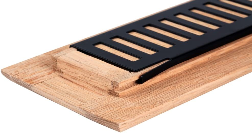 Homewell Red Oak Wood Floor Register, Drop in Vent Cover with Damper, 2x10 Inch, Unfinished