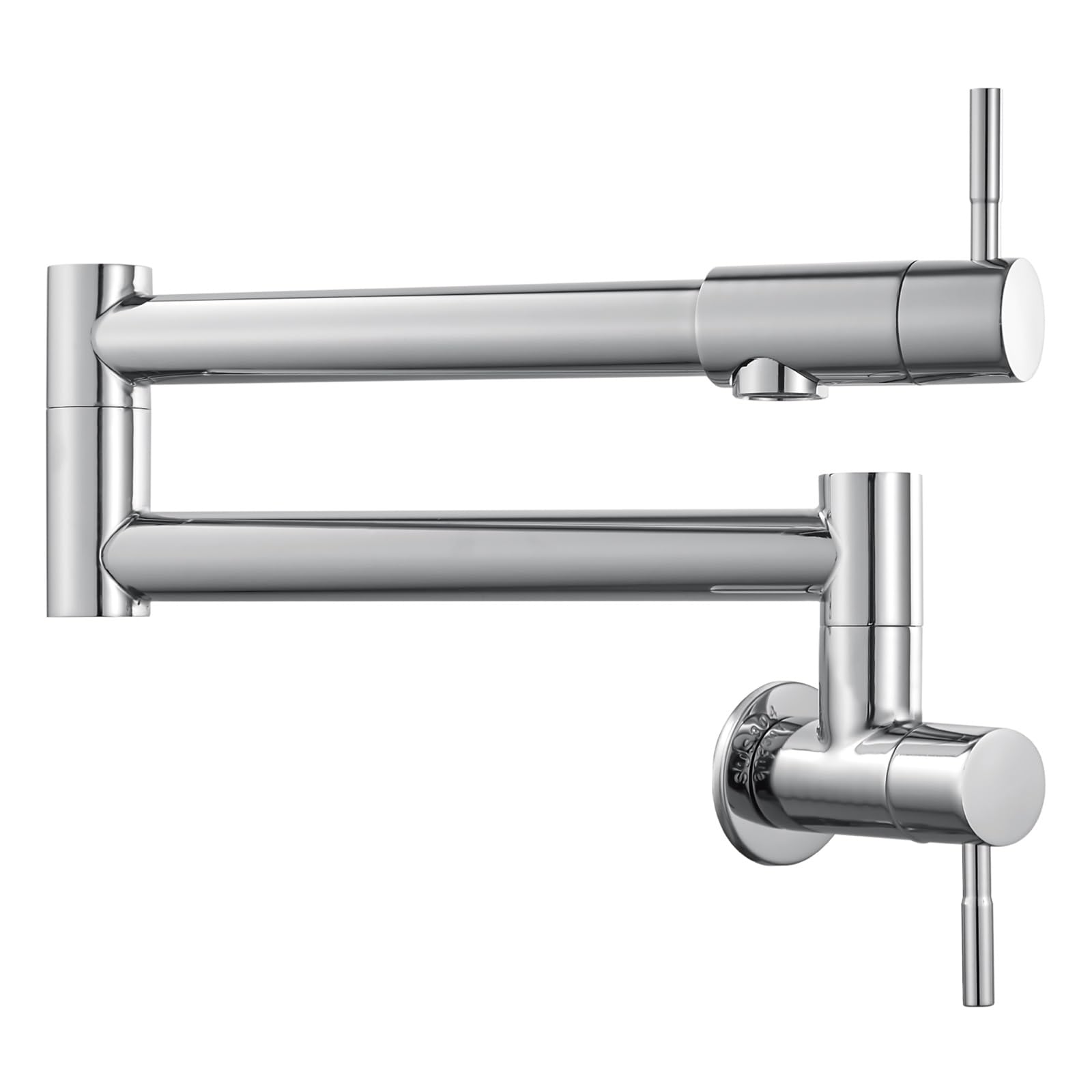 Grifo plegable para llenado de ollas, montaje en pared, NPT comercial, de acero inoxidable, elástico, para fregadero de cocina, con brazo oscilante de doble articulación, un solo agujero