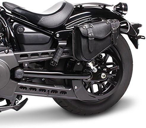 Generico Borsa Laterale Triangolare In Pelle Nera Compatibile Con Harley-Davidson Sportster 883 1200 XL, Forty-Eight – Porta Attrezzi, Documenti, Mono Laterale Sinistro, Stile Custom Biker