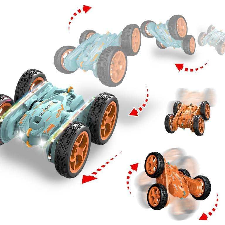 Image of SUPER TOY Remote Control Car All-Terrain 360 Rotate Dual Sided Rock Crawler Climbing Vehicle 4x4 Double Sided 4WD Off-Road Rechargeable Booster Spray for Kids & Adult Drift Stunt RC Car
