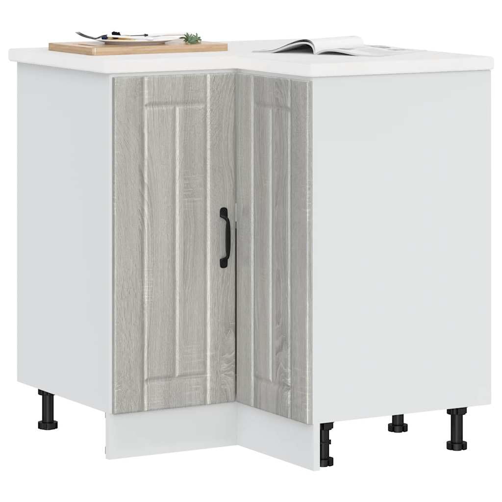 Lucca - Mobile angolare da cucina in legno Sonoma, 75,5 x 75,5 x 81,5 cm, con piedini regolabili, molto spazio per utensili da cucina, materiale robusto, adatto per dispensa
