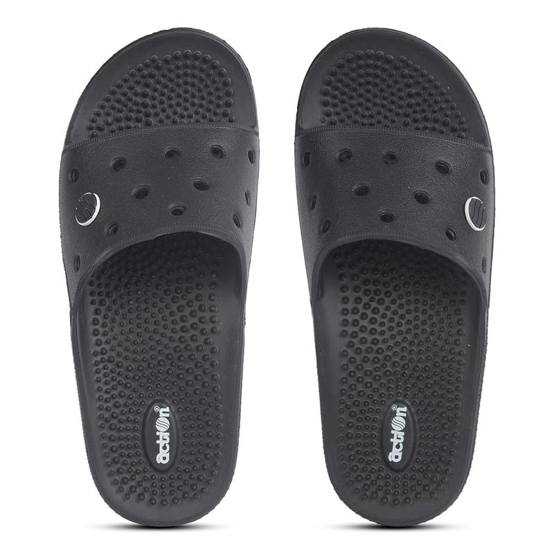 Image of ACTION Men's Acupressure EVA Slide Slippers | Lightweight | Massage Footbed | Anti-Skid Sole | Waterproof | Quick Dry | Indoor & Outdoor Comfort Slides