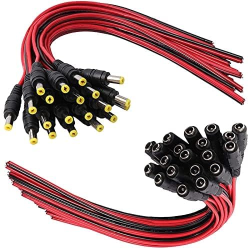 Image of DC Power Pigtail Cable 12V 5A Male & Female Cable Connector for CCTV Home Security Surveillance Camera DC Extension Cord Power Tail (2.1mm x 5.5mm) (20)