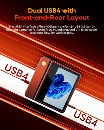 Image of AOOSTAR G-FLIP AMD R7 H255 Mini Gaming PC（8C /16T, up to 4.9Ghz） with 24GB DDR5 5600Mhz RAM& 1TB M.2 NVME Pcle4.0 SSD;5 Inch Touchscreen; Oculink&Dual USB4 Ports, 2X M.2 2280 NVME SSD Slots