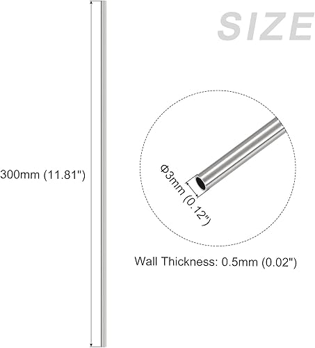 Miniatura 2 de METALLIXITY Tubo de acero inoxidable 316 (0.118in de diámetro x 0.020in de pared de T x 11.811in de largo) 2 piezas, tubo recto - para muebles del