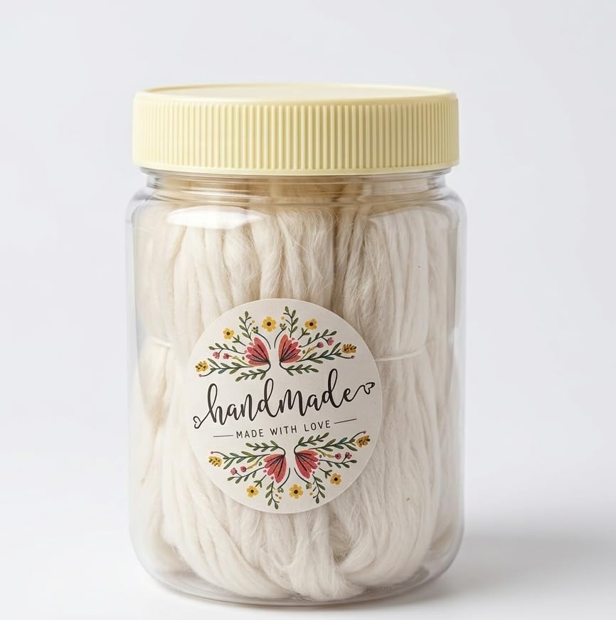 Handmade Cotton Wicks, Cotton, for Oil Lamps and Diyas, High Absorbency, Long-Lasting Burn, Made with Love(400 Wicks)-image-48