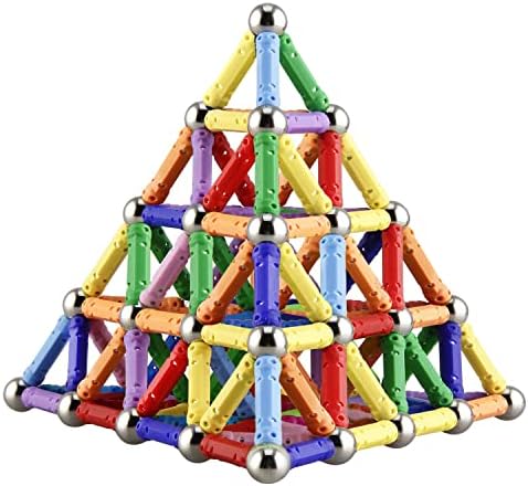 Ocensmice 160Pcs Magnetic Building Sticks Blocks, Magnet Educational Toys STEM Toys for Kids and Adult, 3D Construction Building Toy with Storage Bag