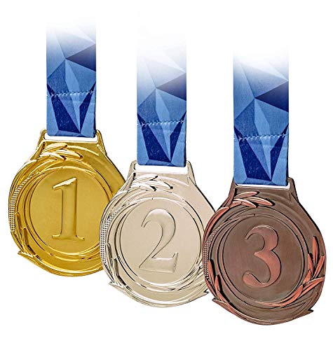Paraor 12 Pcs Large Size Metal Medals, Winner Gold Silver Bronze Award Medals With V Neck Ribbon For Events, Classrooms, Office Games And Sports, 2.55 Inch #TOP1