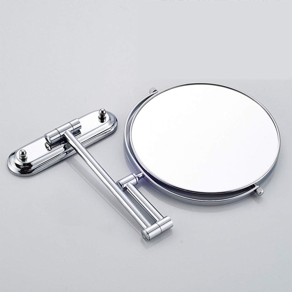 Specchio per Trucco a Parete, Specchio cosmetico ingranditore bifacciale, Girevole a 360 Gradi, Braccio Estensibile, Rotondo, Senza Luce