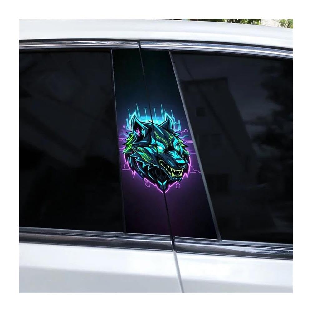 Decorative Items 1pair Colorful Lion Head Stickers Car B-Pillar Decorative Stickers DIY Car Center Column Stickers(H)