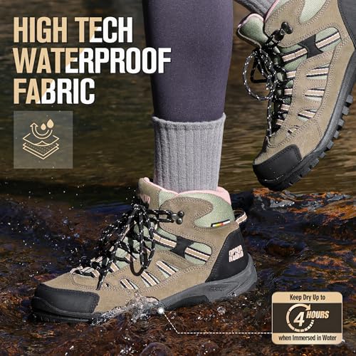 Image of R CORD Hiking Boots Women Waterproof Non-Slip Womens Hiking Shoes Comfortable Outdoor Womens Hiking Boots Walking Boots Hiking Shoes Women