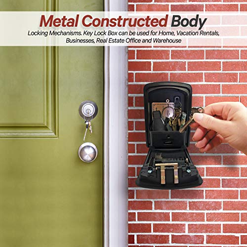 Iron Lock® - Xxl Key Lock Box Wall Mount For Keys 4 Digit Combination With Resettable Code With A B Switch Extra Large Lockbox Indoor Outdoor Waterproof Big Key Lock Box House Spare Keys Hide A Key #TOP1