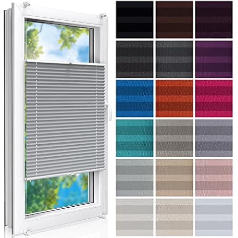 Plissee Ohne Bohren NACH MAß von Shadoo Home - für Fenster & Balkontür - Auf 1 cm Genau Anpassbares Plissee Klemmfix - Breite 30-130 cm, Blickdichtes Plissee aus Ungiftigem Geruchslosem Material Cover