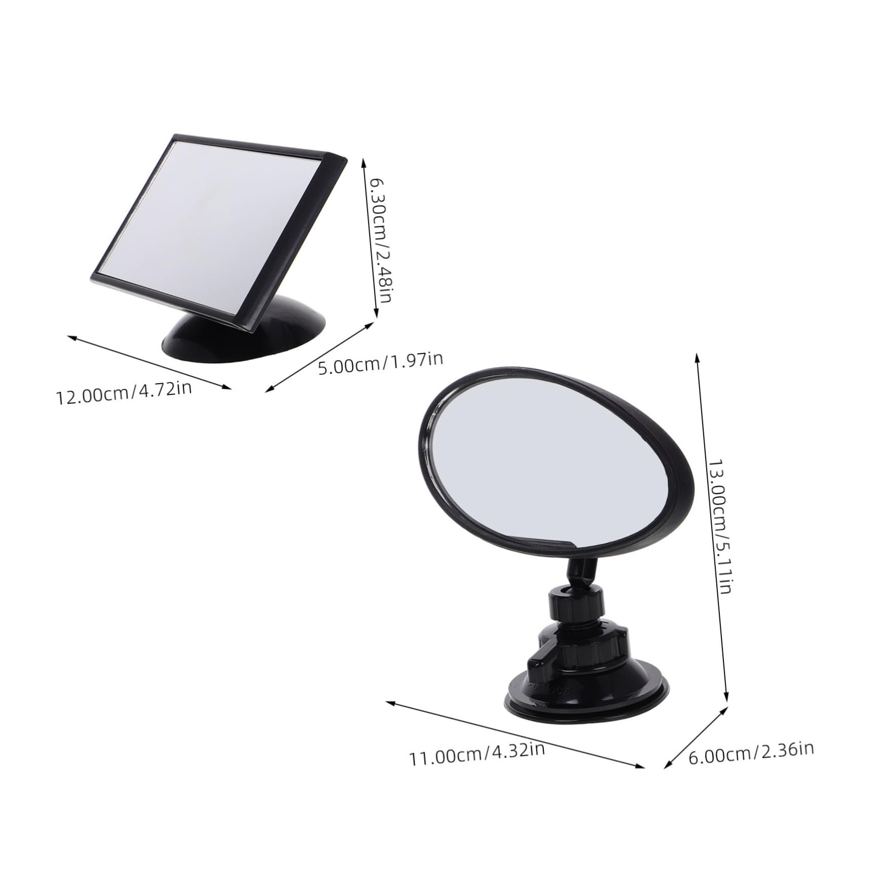 Ciieeo 1 Set Rotating Car Mirror Adjustable Suction Cup Backseat Observation Mirror for High Definition View for Safe Travel Cars