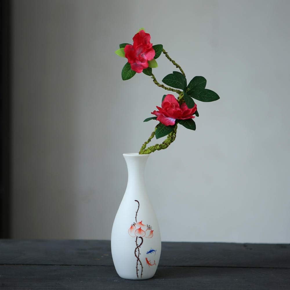 中国 赤絵 花鳥文瓶 C R8941 高さ約16.5cm 幅約13cm 口