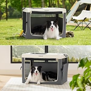 Lesure Collapsible Travel Dog Crate for Small Dogs, Portable Soft Dog Crate for Outdoor & Indoor, Folding Fabric Dog Kennel with Handle, 36 Inch Heavy Duty Pet Carrier (Grey) Lesure Collapsible Travel Dog Crate for Small Dogs Portable Soft Dog Crate for Outdoor Indoor Folding Fabric Dog Kennel with Handle 36 Inch Heavy Duty Pet Carrier Grey
