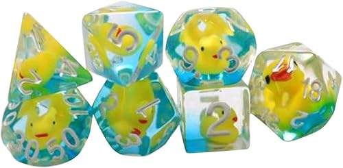 7 dados acrílicos, dados de juego, rellenos de patos, juego de dados poliédricos de animales, dados de múltiples caras, para bar, KTV, juego de mesa