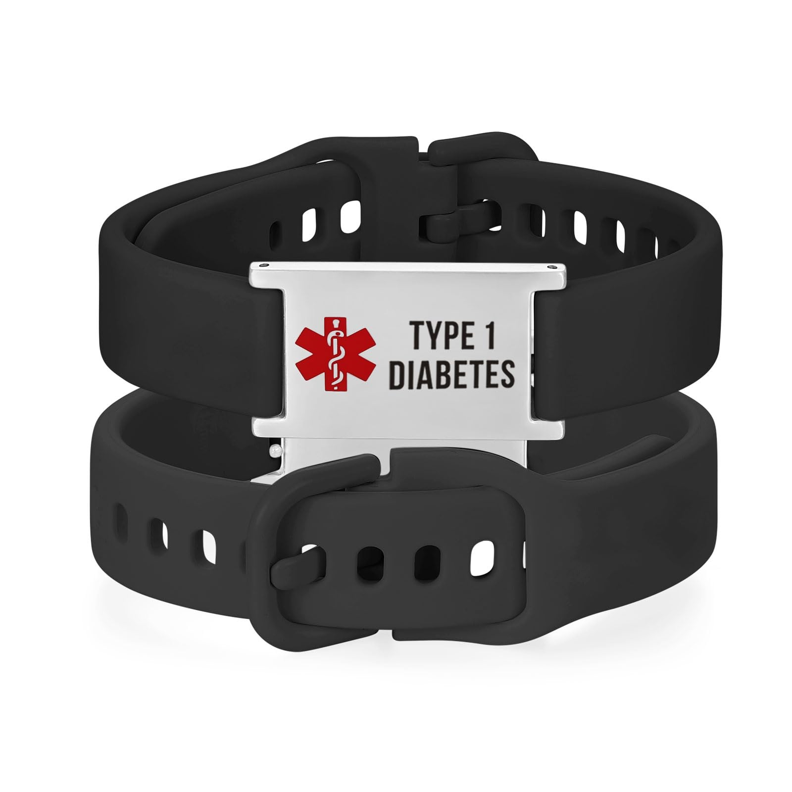 LinnaLove Medical Alert ID Bracelet – Adjustable Silicone Band, Custom or Pre-Engraved Options, QR Code Available