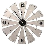Mrocioa 24 inch Large Wall Clock Metal Decorative Windmill Clocks White Farmhouse Decor for Living R